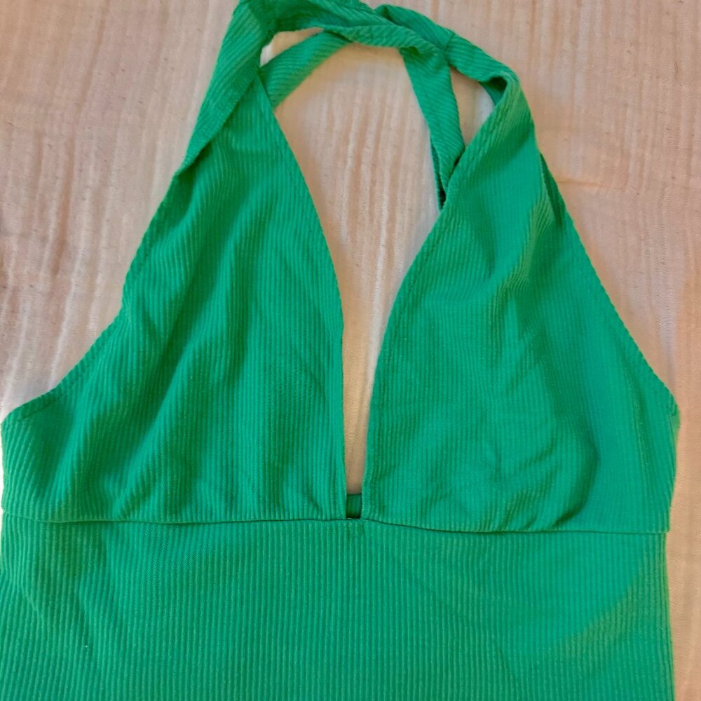 Green Halter-Neck Crop Top
